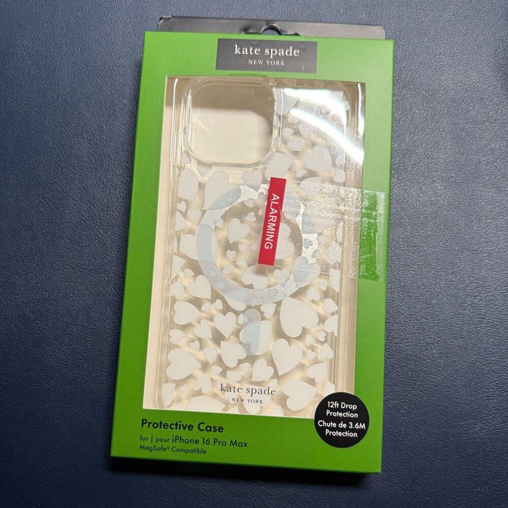 Kate Spade NWB iPhone 16 Pro Max Case Compatible with MagSafe White Heart - Picture 4 of 6